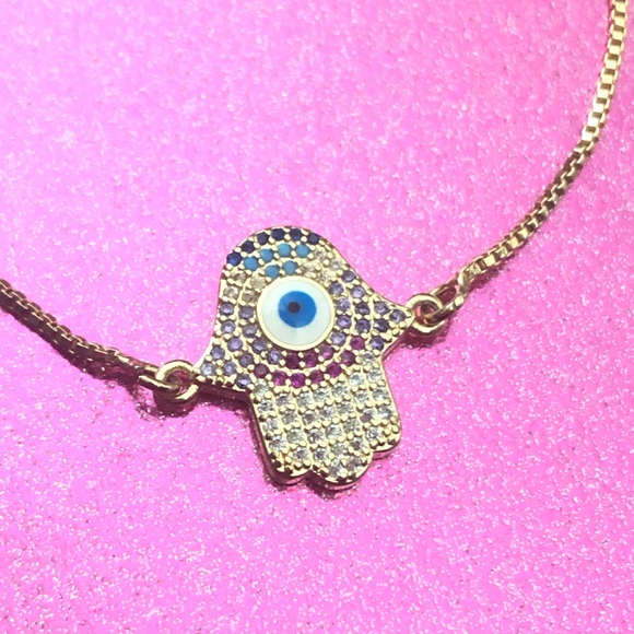 COLORFUL CHAIN HAMSA BRACELET - Picture 3 of 5